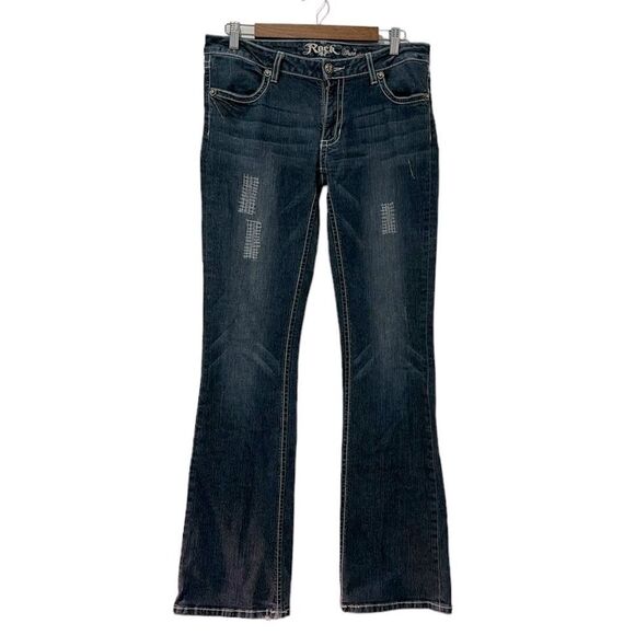 Wrangler Womens Rock 47 Ultra Low Rise Blue Jeans Size 9 x 34 Western Boot‌‌‌‌‌‌ - Picture 1 of 14